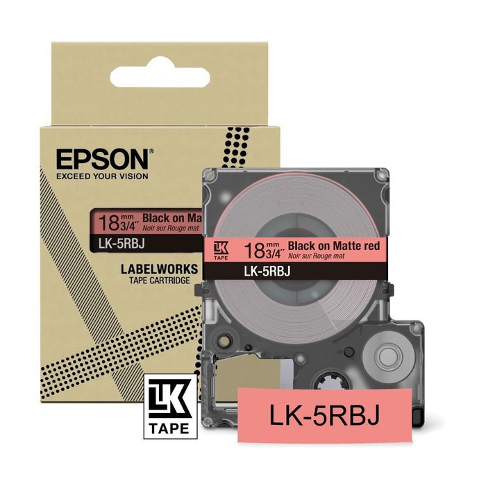 Rouleau d'étiquettes d'origine Epson C53S672072 / LK-5RBJ - noir, rouge