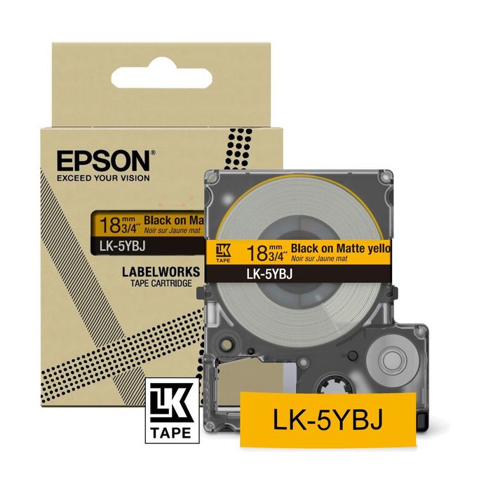 Rouleau d'étiquettes d'origine Epson C53S672075 / LK-5YBJ - noir, jaune