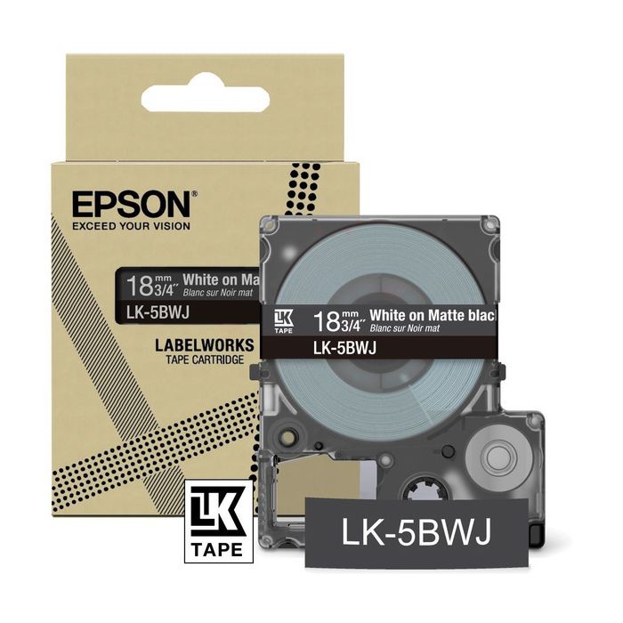 Rouleau d'étiquettes d'origine Epson C53S672083 / LK-5BWJ - noir, blanc