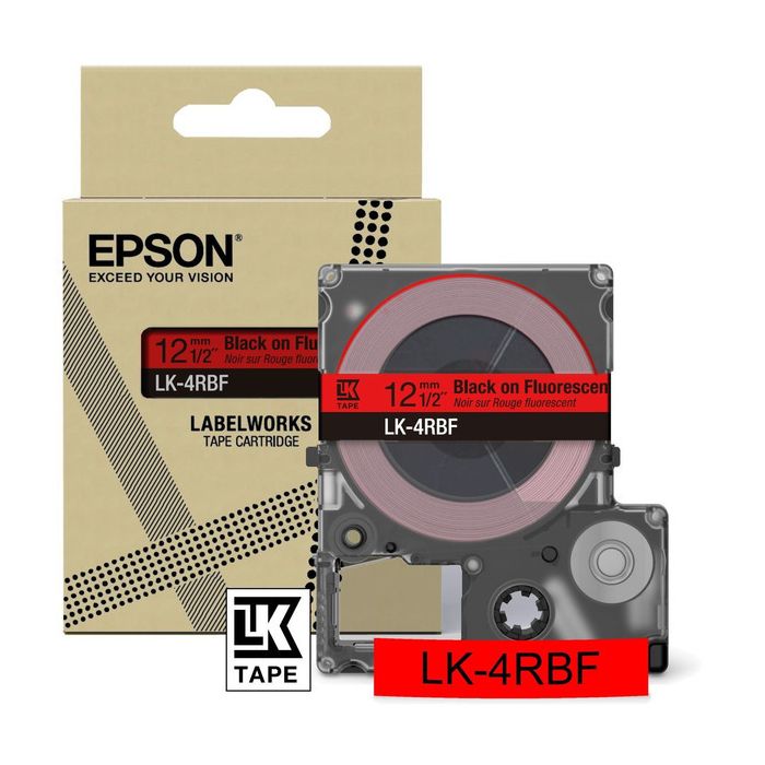 Rouleau d'étiquettes d'origine Epson C53S672099 / LK-4RBF - noir, rouge