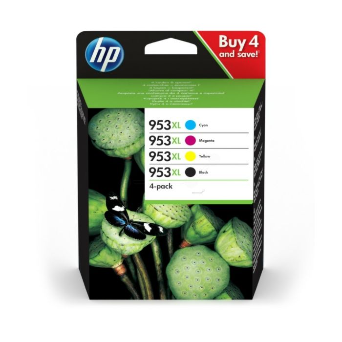 Cartouches d'origines HP 3HZ52AE / 953XL - multipack 4 couleurs : noire, cyan, magenta, jaune