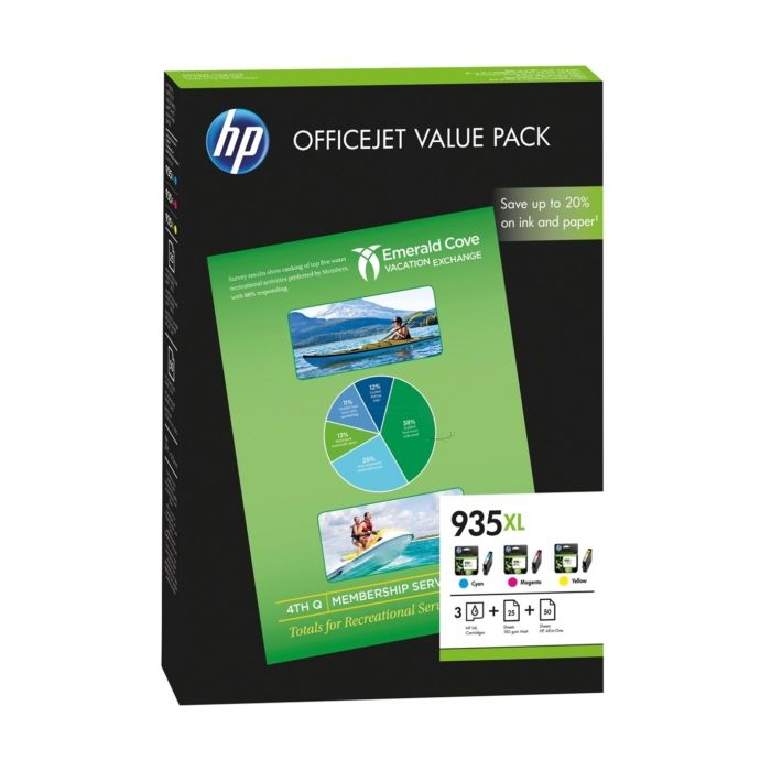 Cartouches d'origines HP F6U78AE / 935XL - multipack 3 couleurs : cyan, magenta, jaune