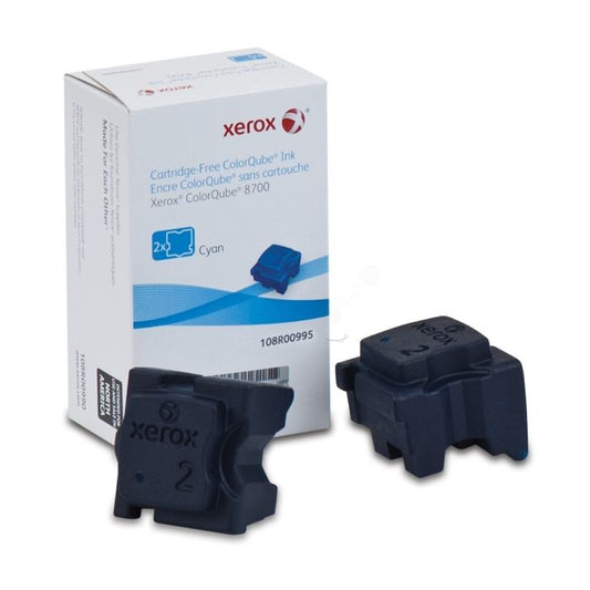 Pack de 2 Cartouches Encre Solide de Marque pour Xerox 108R00995 Cyan (4 200 pages)