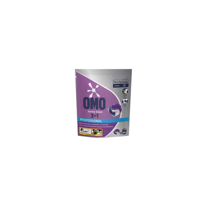 OMO Professional Lessive Pods Active Clean 3en1, 80 lavages