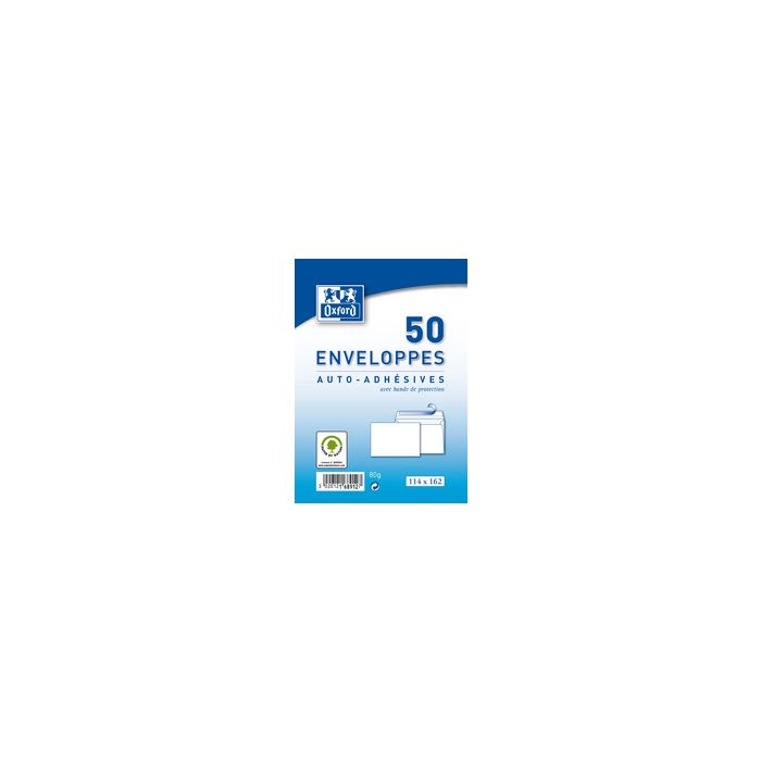 Oxford Enveloppes Velin, C6, blanc, sans fenêtre
