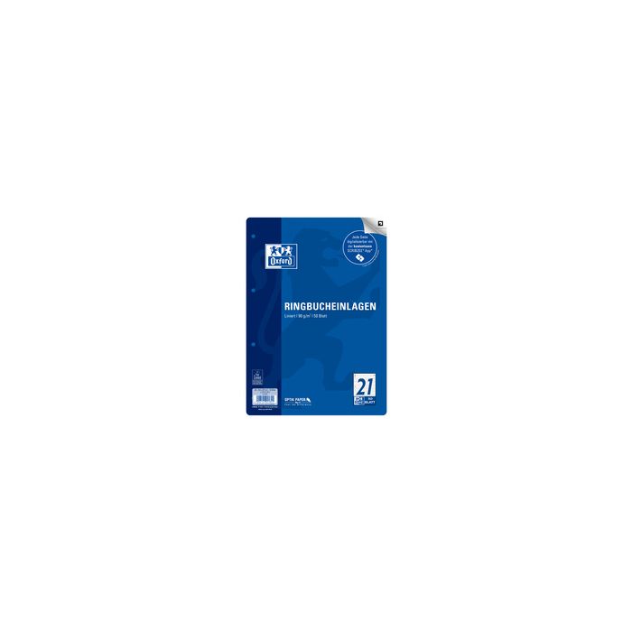 Oxford Feuillets pour classeur, A4, uni, 100 feuilles