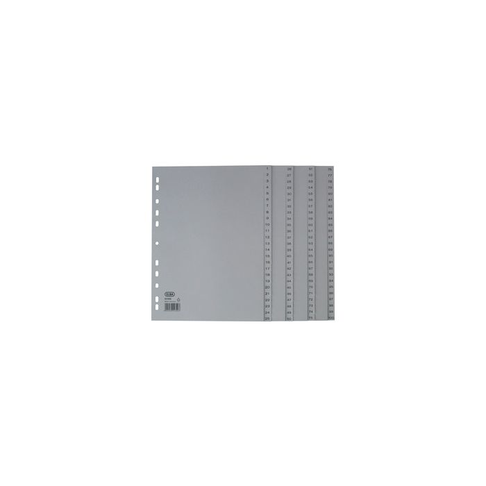 Oxford Intercalaire en plastique 1-100, A4, 100 pièces, gris