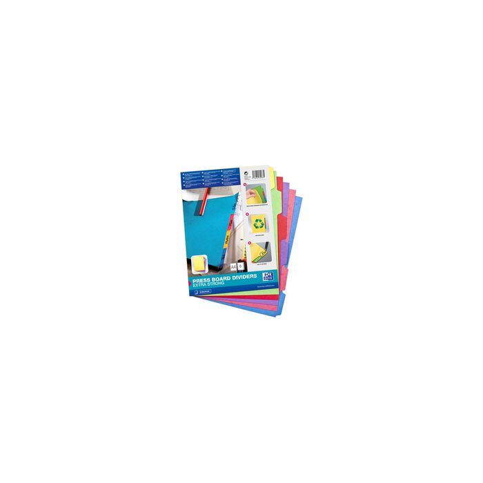 Oxford Intercalaires carton, uni, A4, multicolore, 6 touches