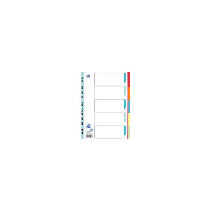 Oxford Intercalaires en carton, uni, format A4, couleur, 5