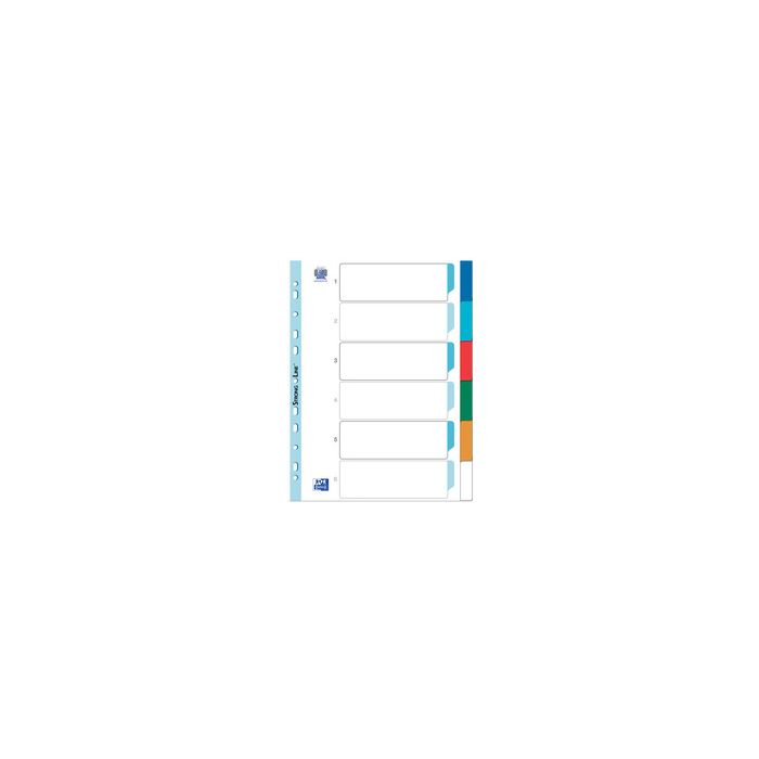 Oxford Intercalaires en plastique, uni, A4, 6 touches