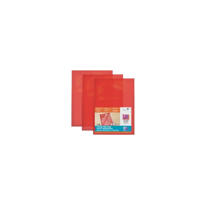 Oxford Pochettes-coin haute résistance, A4, PVC, rouge