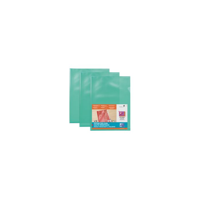 Oxford Pochettes-coin haute résistance, A4, PVC, vert