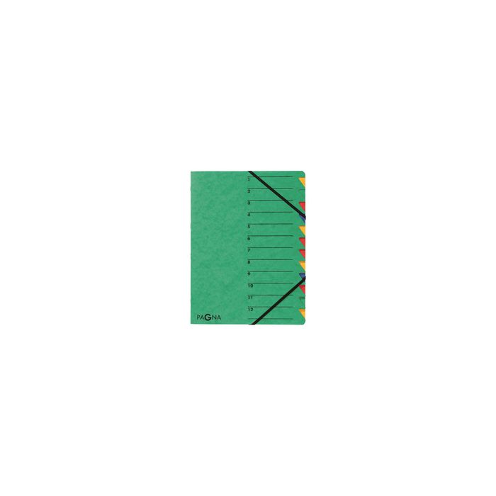 PAGNA trieur "EASY", A4, carton, 12 compartiments, vert