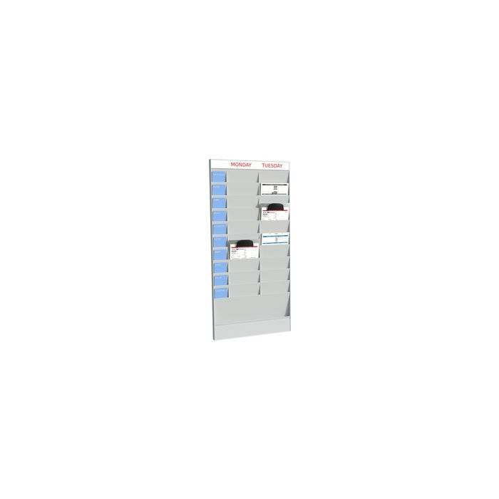 PAPERFLOW Planificateur de bureau mural, 20 casiers, gris