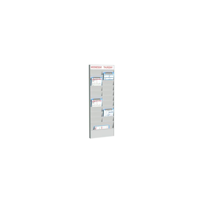 PAPERFLOW Planificateur de bureau mural, 20 casiers, gris