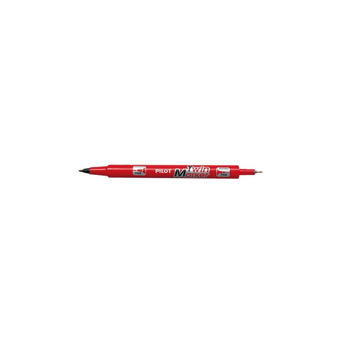 PILOT Marqueur permanent Twin Marker, extra fin, rouge
