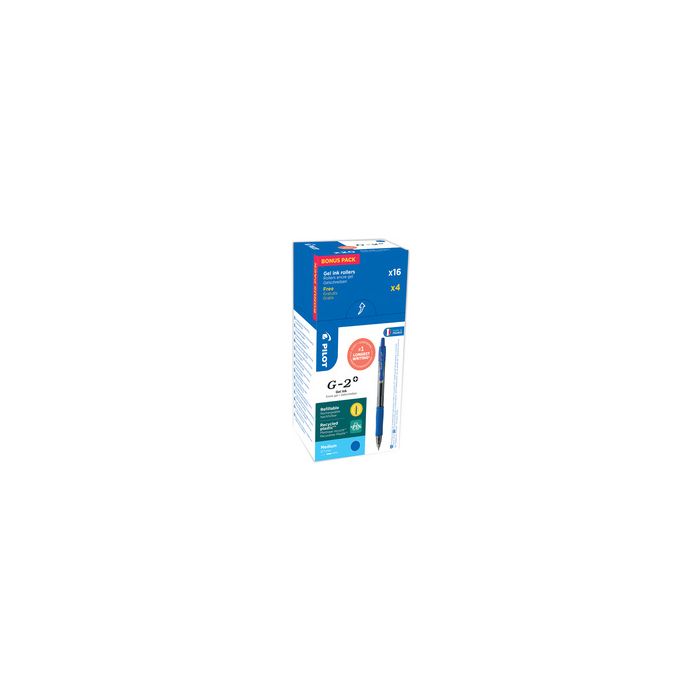 PILOT Stylo roller à encre gel G-2 PLUS 07, VALUE PACK, bleu