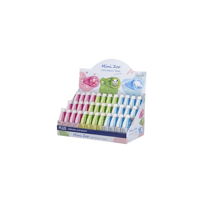 PLUS JAPAN Roller correcteur "Mini Zoo" 5mm x 6m, présentoir