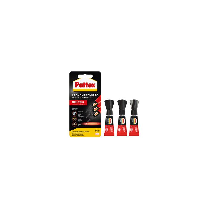 Pattex Colle instantanée MINI TRIO, 3 tubes de 1 g,