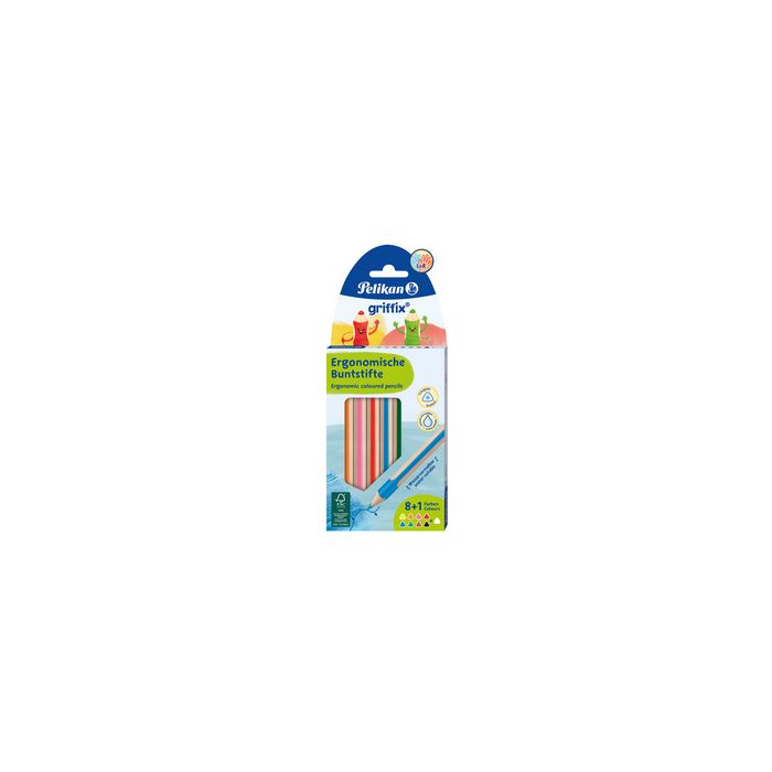 Pelikan Crayon de couleur triangulaire griffix, étui de 9