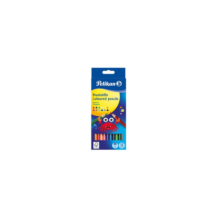 Pelikan Crayons de couleur triangulaires minces, étui en