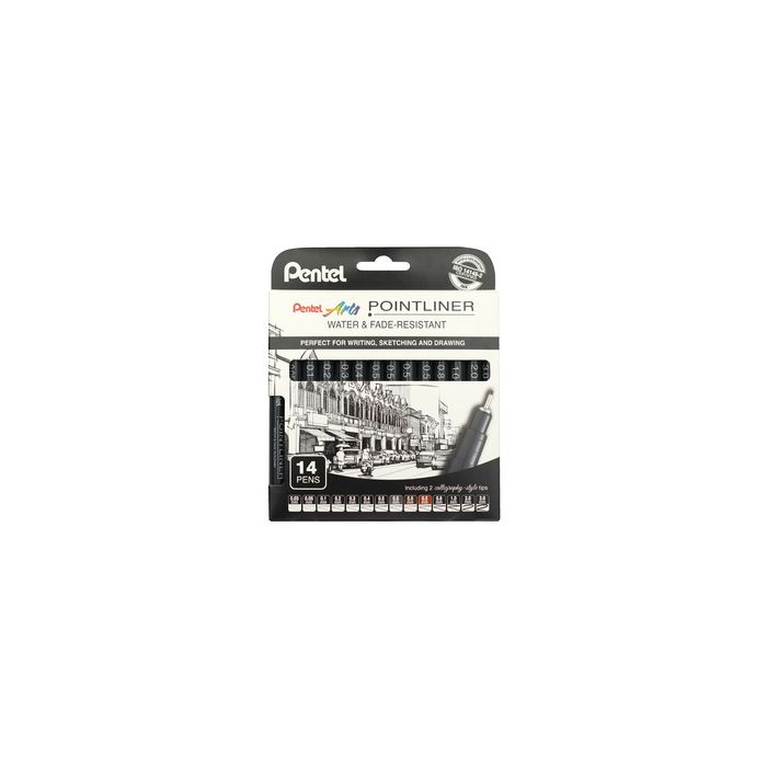 Pentel Feutre technique permanent Pointliner, set de 14