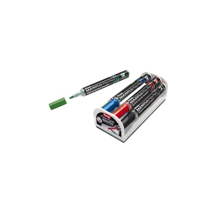 Pentel Marqueur pour tableau blanc Maxiflo Flex-Feel, kit 4