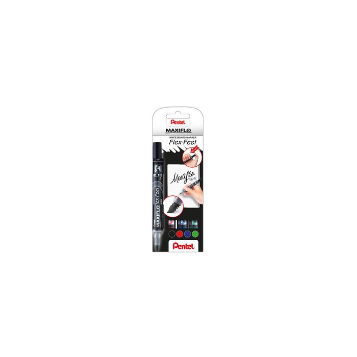 Pentel Marqueur pour tableau blanc Maxiflo Flex-Feel, kit