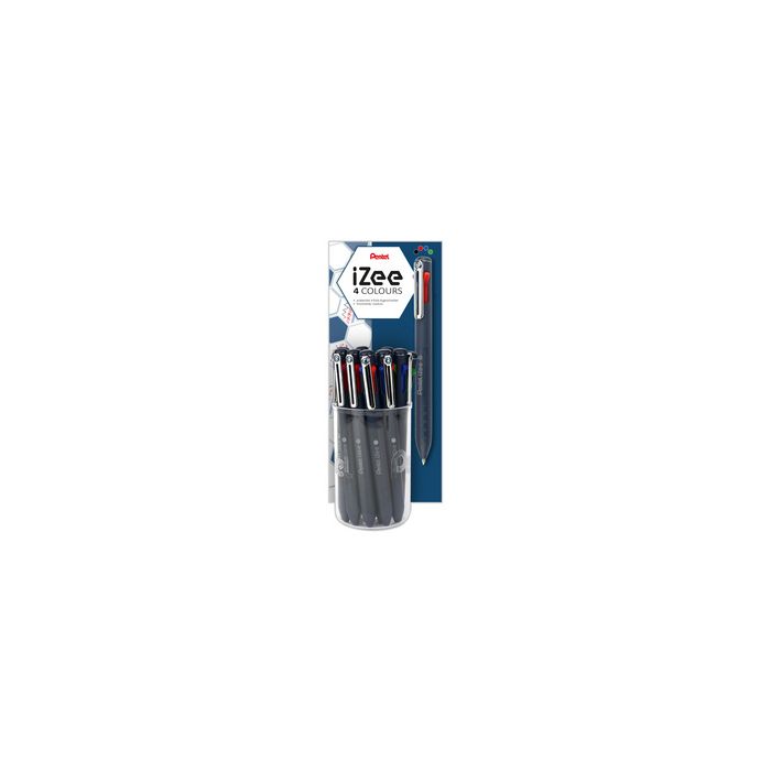 Pentel Stylo à bille rétractable 4 couleurs iZee, présentoir