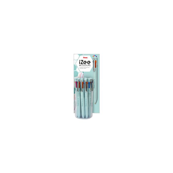 Pentel Stylo à bille rétractable 4 couleurs iZee, présentoir