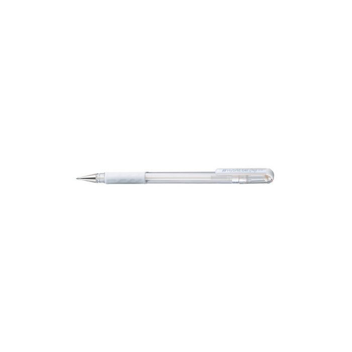Pentel Stylo roller à encre Hybrid Gel Grip K118L, blanc