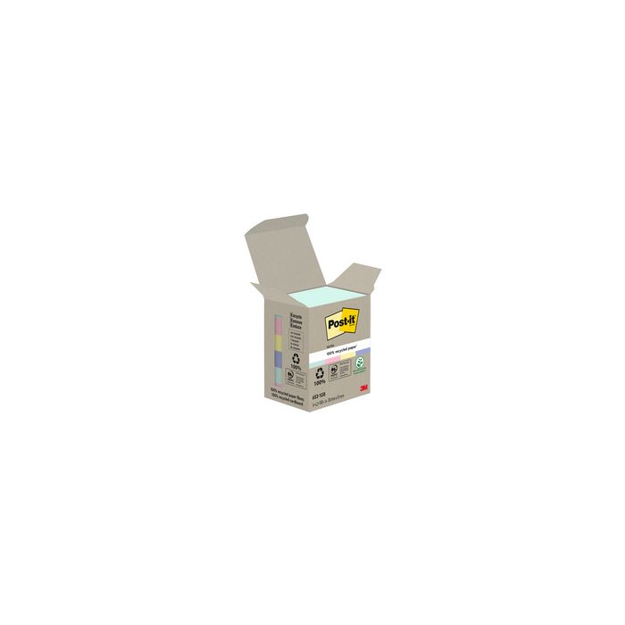 Post-it Bloc-note adhésif Recycling notes, 51x38 mm, assorti
