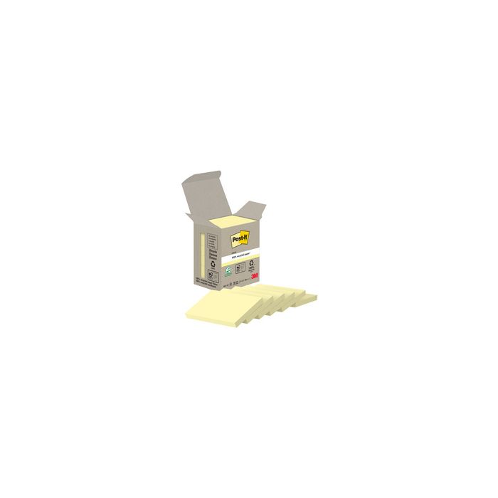 Post-it Bloc-note adhésif Recycling notes, 51 x 38 mm, jaune