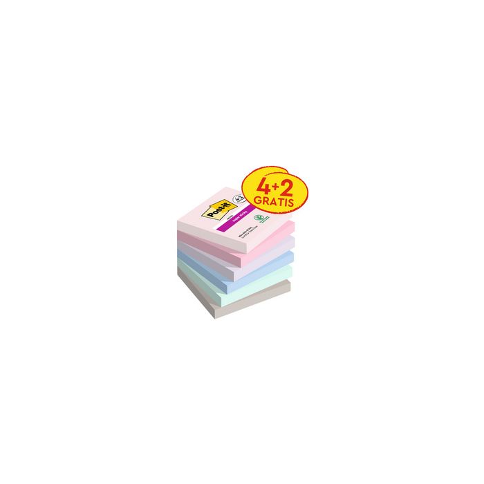 Post-it Bloc-note adhésif Super Sticky Notes, 76x76 mm, 4+2