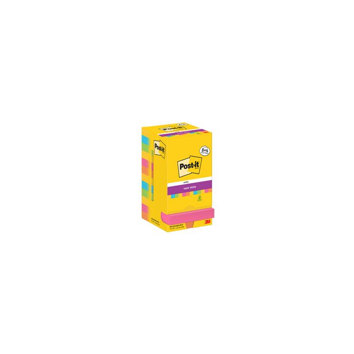 Post-it Bloc-note adhésif super sticky notes, 76x76 mm, 8+4