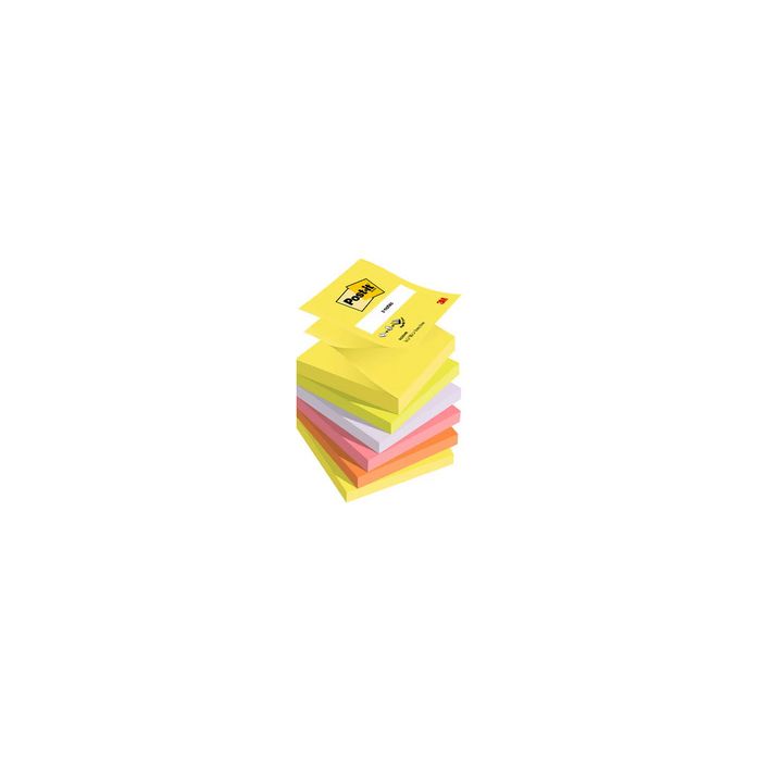 Post-it Bloc-notes adhésif z-notes, 76 x 76 mm, 6 couleurs