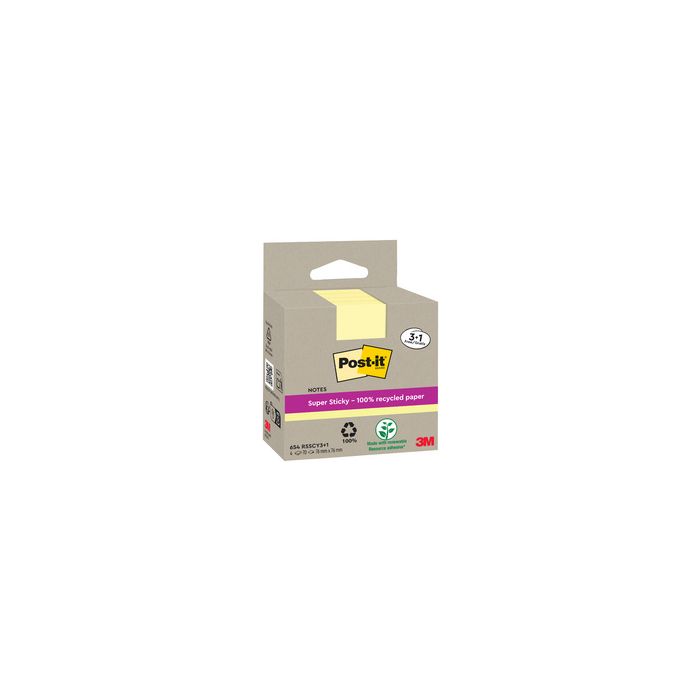 Post-it Bloc-note super sticky Recycling notes, jaune