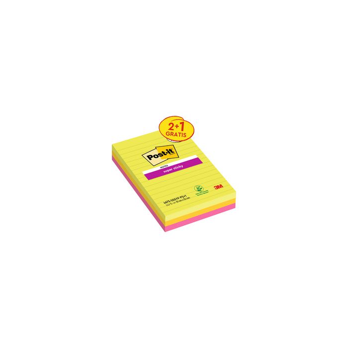Post-it Bloc-notes super sticky notes, 101 x 152 mm, ligné