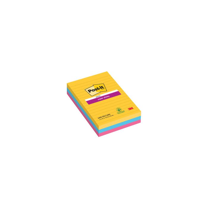 Post-it Bloc note super sticky notes, 101 x 152 mm, ligné