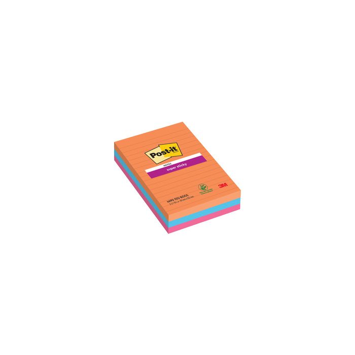 Post-it Bloc-note super sticky notes, 101 x 152 mm, ligné