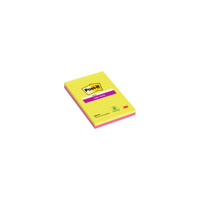 Post-it Bloc-notes super sticky notes, 125 x 200 mm, ligné