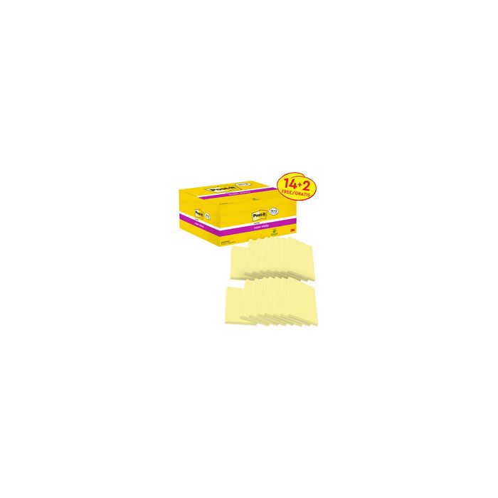 Post-it Bloc-note super sticky notes, 76 x 76 mm, 14+2