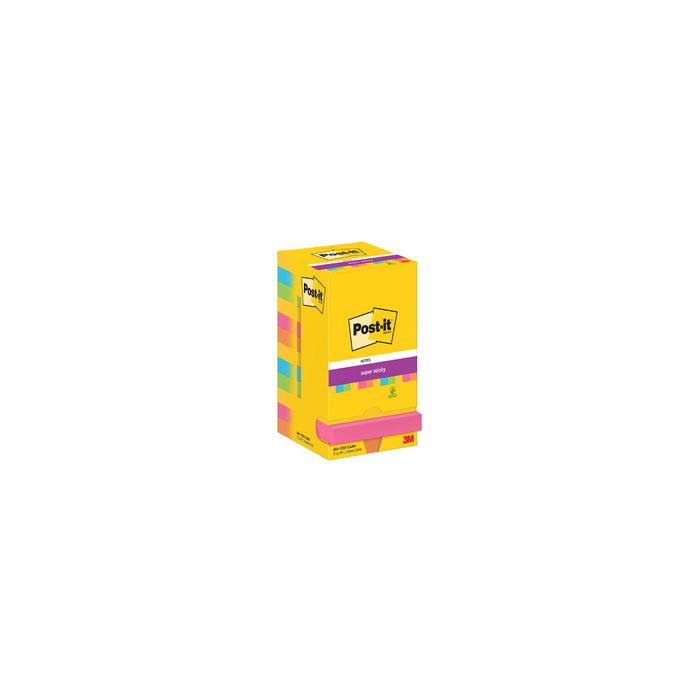 Post-it Bloc-note super sticky notes, 76 x 76 mm, Carnival