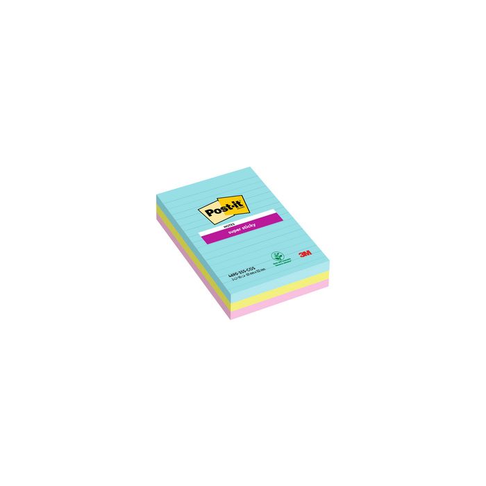 Post-it Bloc-note super sticky notes, ligné, 101 x 152 mm