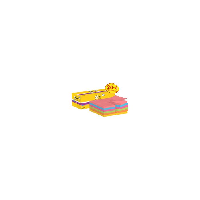 Post-it Bloc-note super sticky z-notes, 76 x 76 mm, 20+4