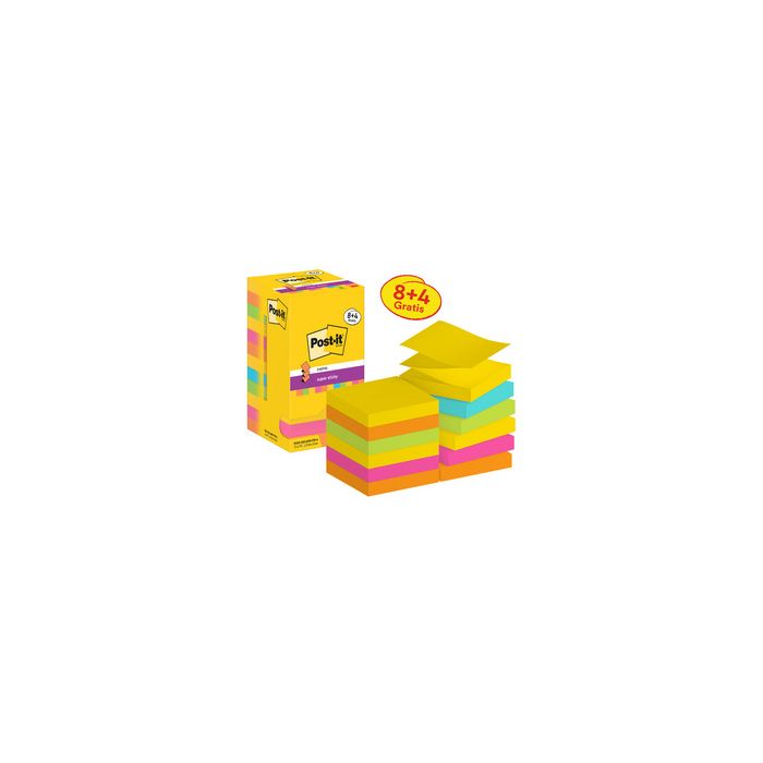 Post-it Bloc-note super sticky z-notes, 76 x 76 mm, 8+4