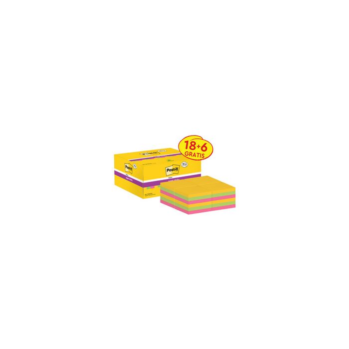 Post-it Bloc-notes super sticky notes, 47,6 x 47,6 mm, 18+6