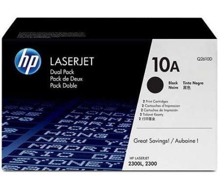 Lot de 2 Cartouches Laser de Marque HP Q2610AD Noir (6600 copies)