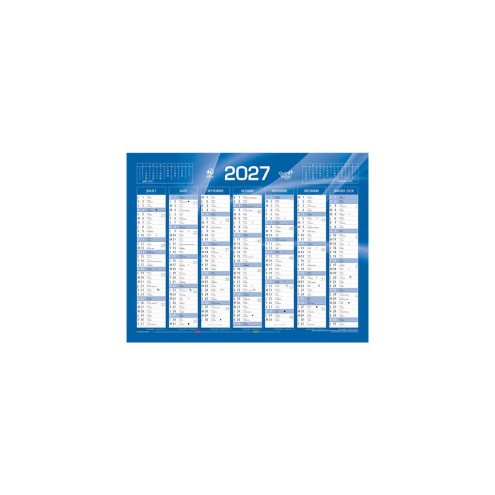 QUO VADIS Calendrier de banque bleu, 550 x 405 mm, 2027