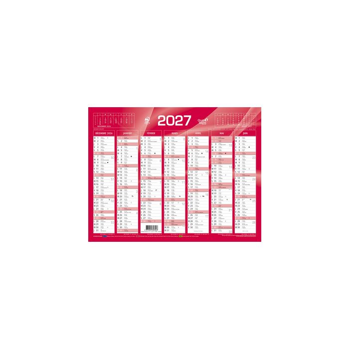 QUO VADIS Calendrier de banque rouge, 270 x 210 mm, 2027